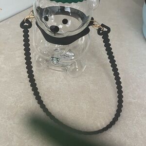 Starbucks bear carry on strap in silicon black hearts with gold